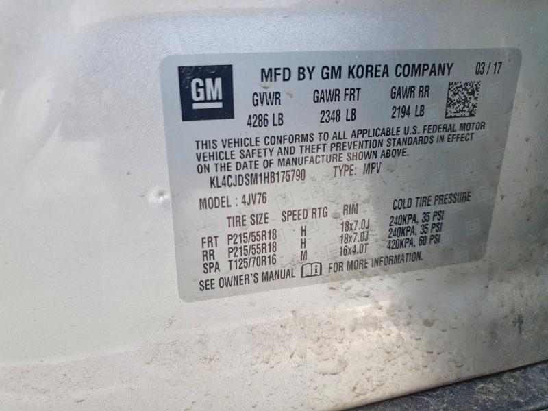 55964446 :رقم المزاد ، KL4CJDSM1HB175790 vin ، 2017 Buick Encore مزاد بيع