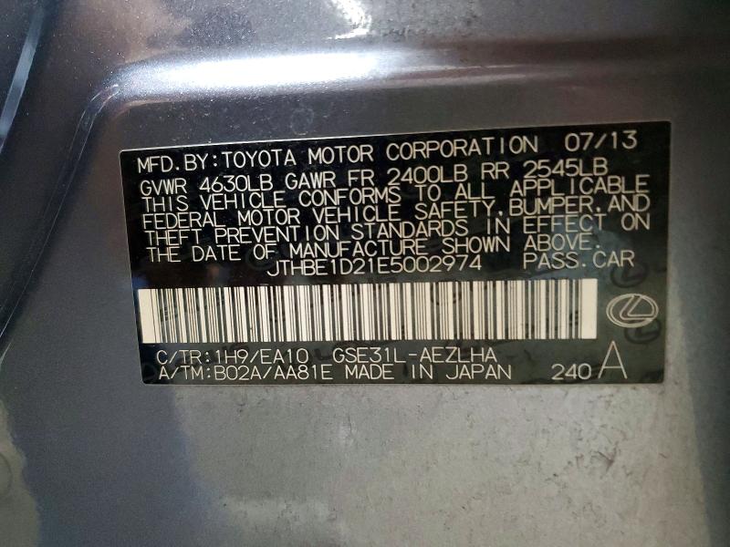 57335516 :رقم المزاد ، JTHBE1D21E5002974 vin ، 2014 Lexus Is مزاد بيع