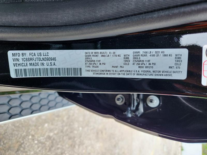 2020 Ram 1500 მანქანა იყიდება აუქციონზე, vin: 1C6SRFJT0LN390946, აუქციონის ნომერი: 58307996