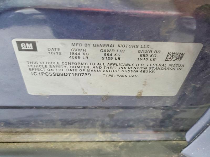 2013 Chevrolet Cruze მანქანა იყიდება აუქციონზე, vin: 1G1PC5SB9D7160739, აუქციონის ნომერი: 58709276