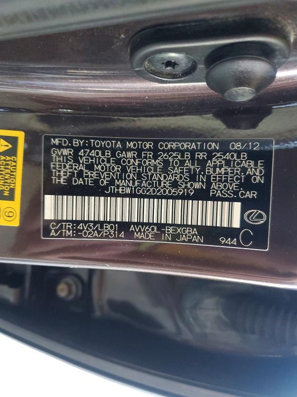 Продажа на аукционе авто 2013 Lexus Es, vin: JTHBW1GG2D2005919, номер лота: 55341786