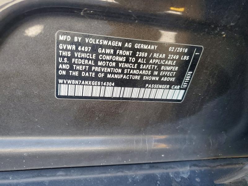 Aukcja sprzedaży 2016 Volkswagen Cc, vin: WVWBN7ANXGE514304, numer aukcji: 85985155