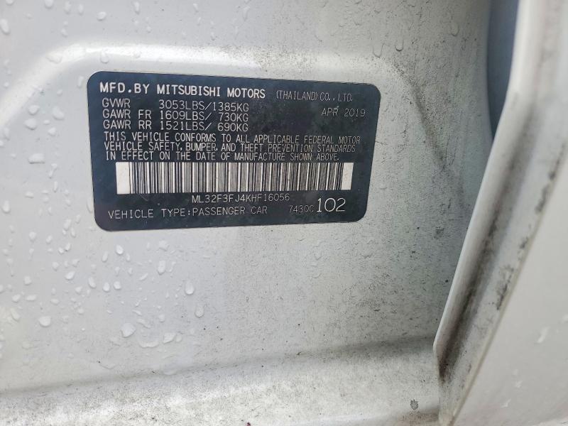 Продаж на аукціоні авто 2019 Mitsubishi Mirage, vin: ML32F3FJ4KHF16056, номер лоту: 56998426
