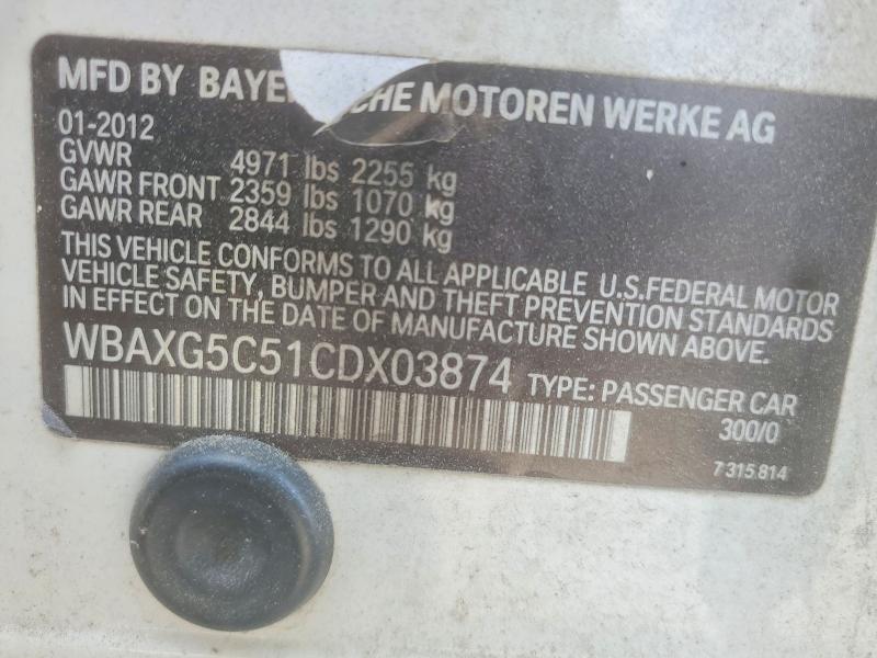 2012 Bmw 528 მანქანა იყიდება აუქციონზე, vin: WBAXG5C51CDX03874, აუქციონის ნომერი: 56871186