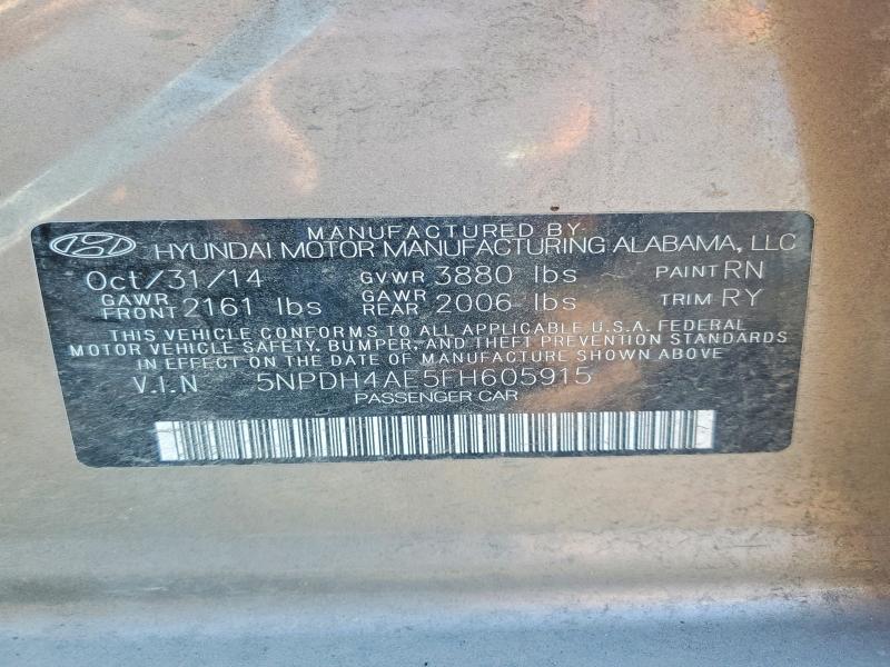 2015 Hyundai Elantra მანქანა იყიდება აუქციონზე, vin: 5NPDH4AE5FH605915, აუქციონის ნომერი: 56135936