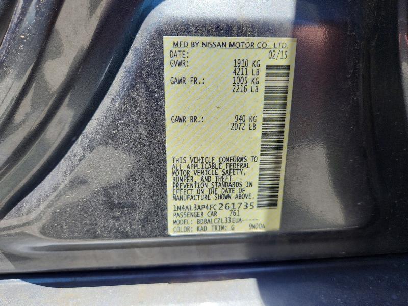 Продаж на аукціоні авто 2015 Nissan Altima, vin: 1N4AL3AP4FC261735, номер лоту: 56544946