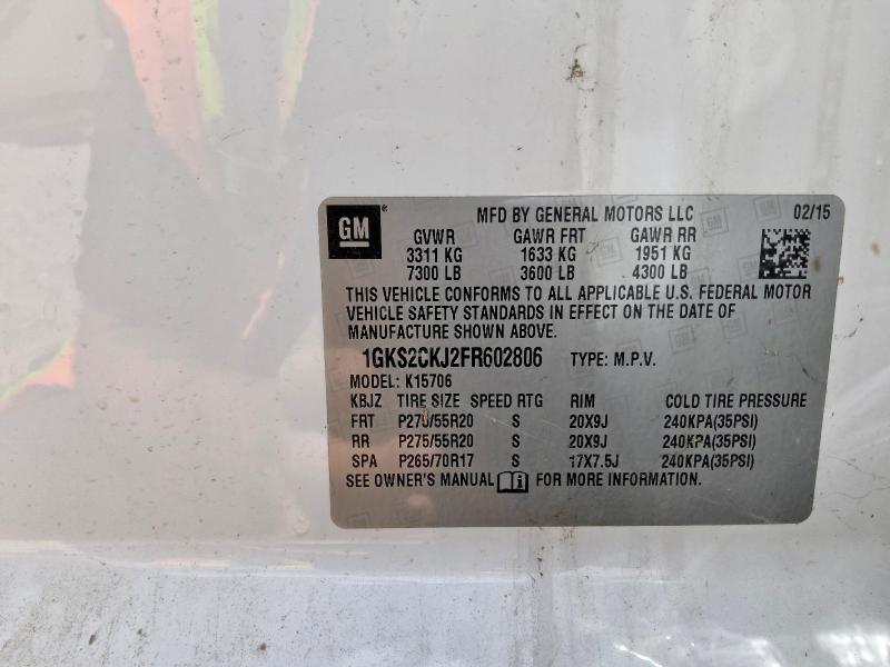 2015 Gmc Yukon მანქანა იყიდება აუქციონზე, vin: 1GKS2CKJ2FR602806, აუქციონის ნომერი: 58312296