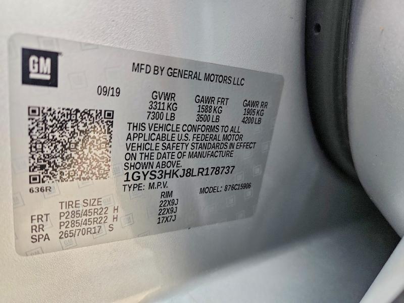 Aukcja sprzedaży 2020 Cadillac Escalade, vin: 1GYS3HKJ8LR178737, numer aukcji: 55996606