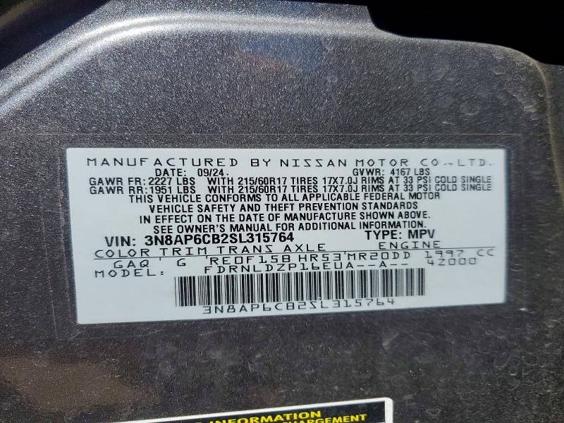 Продажа на аукционе авто 2025 Nissan Kicks, vin: 3N8AP6CB2SL315764, номер лота: 55541086