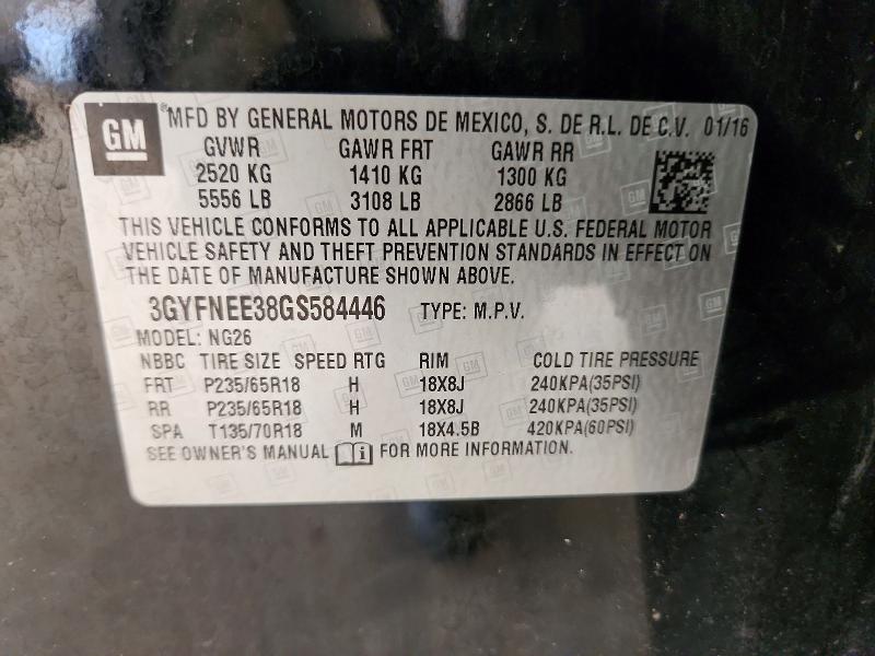 Aukcja sprzedaży 2016 Cadillac Srx, vin: 3GYFNEE38GS584446, numer aukcji: 58217396