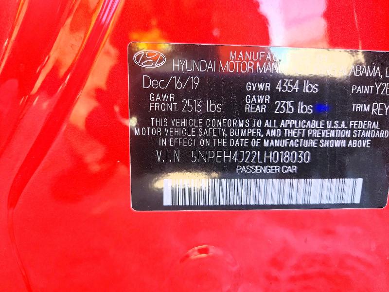 56483026 :رقم المزاد ، 5NPEH4J22LH018030 vin ، 2020 Hyundai Sonata مزاد بيع