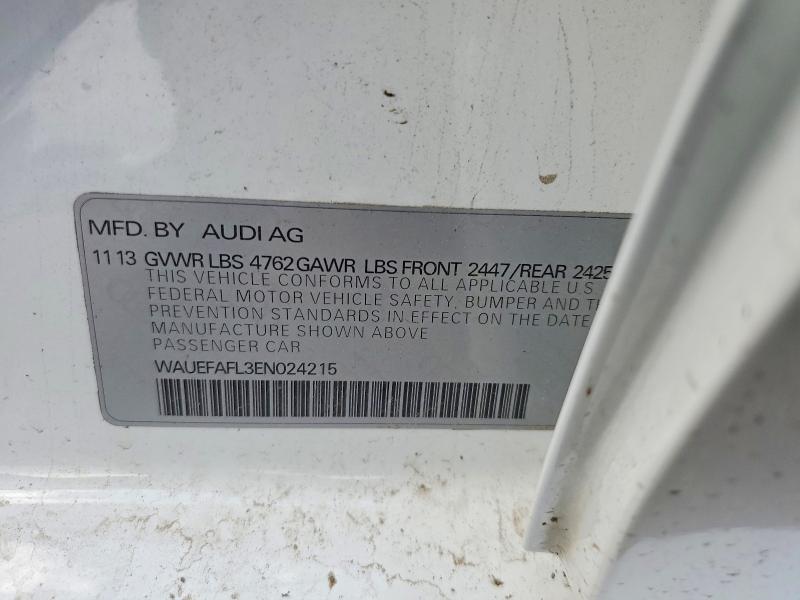 2014 Audi A4 მანქანა იყიდება აუქციონზე, vin: WAUEFAFL3EN024215, აუქციონის ნომერი: 53651146