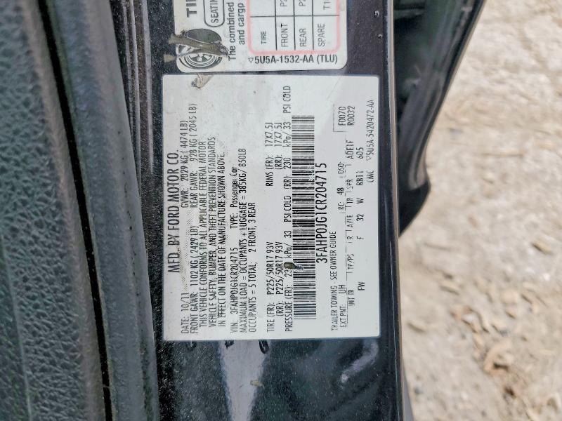 Продаж на аукціоні авто 2012 Ford Fusion, vin: 3FAHP0JG1CR204715, номер лоту: 56620246