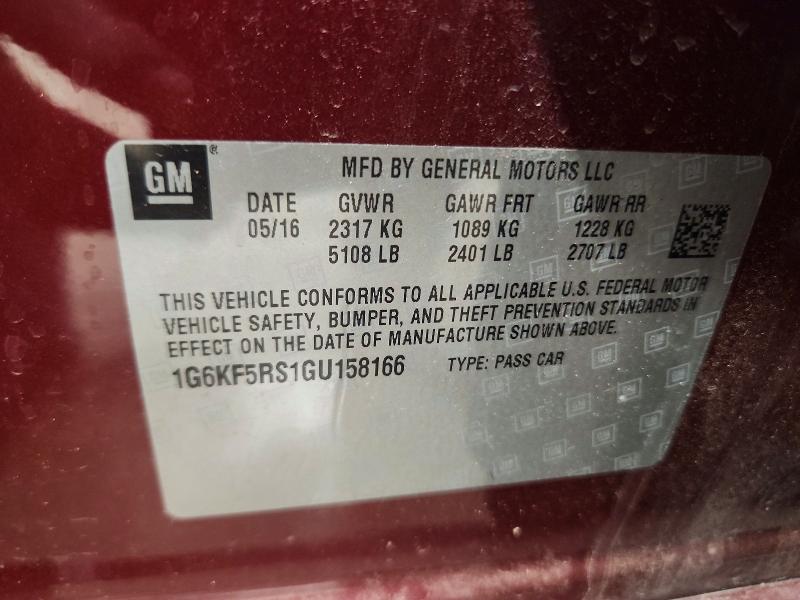 Aukcja sprzedaży 2016 Cadillac Ct6, vin: 1G6KF5RS1GU158166, numer aukcji: 56817386
