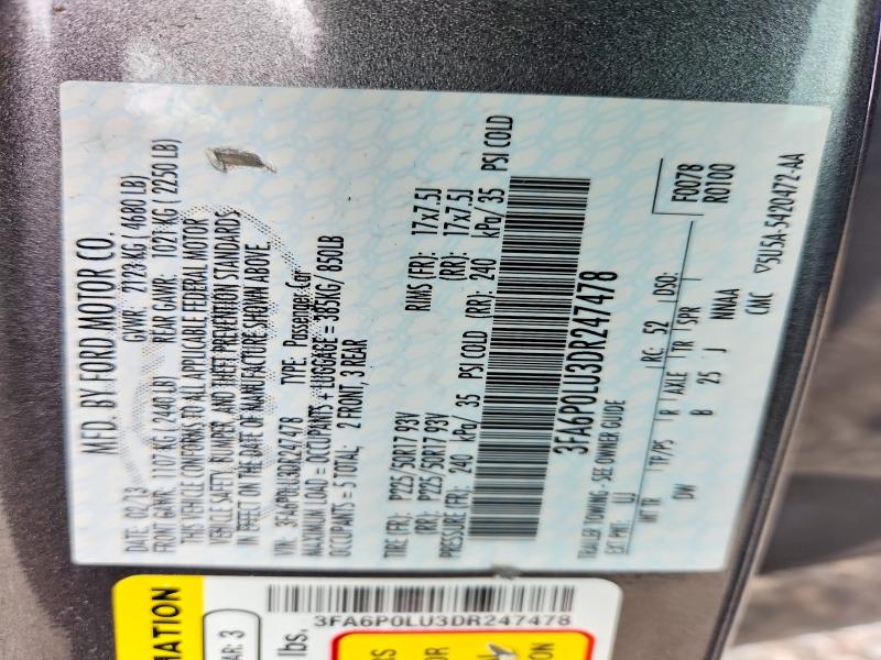 Продажа на аукционе авто 2013 Ford Fusion, vin: 3FA6P0LU3DR247478, номер лота: 57758266