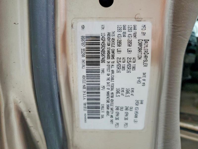 2004 Dodge Caravan მანქანა იყიდება აუქციონზე, vin: 1D4GP45R24B507486, აუქციონის ნომერი: 57480336