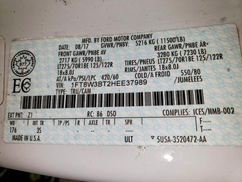 Продажа на аукционе авто 2017 Ford F350, vin: 1FT8W3BT2HEE37989, номер лота: 55805806