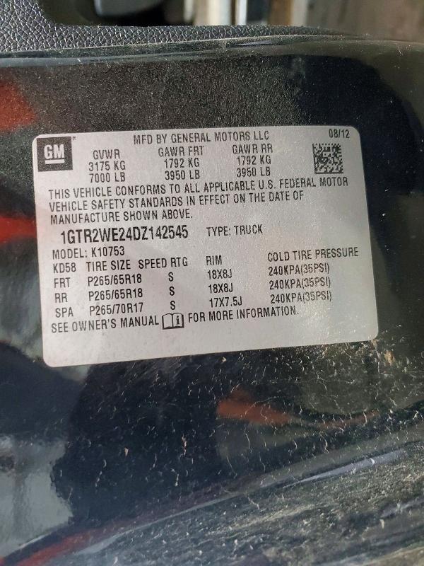 59223506 :رقم المزاد ، 1GTR2WE24DZ142545 vin ، 2013 Gmc Sierra مزاد بيع
