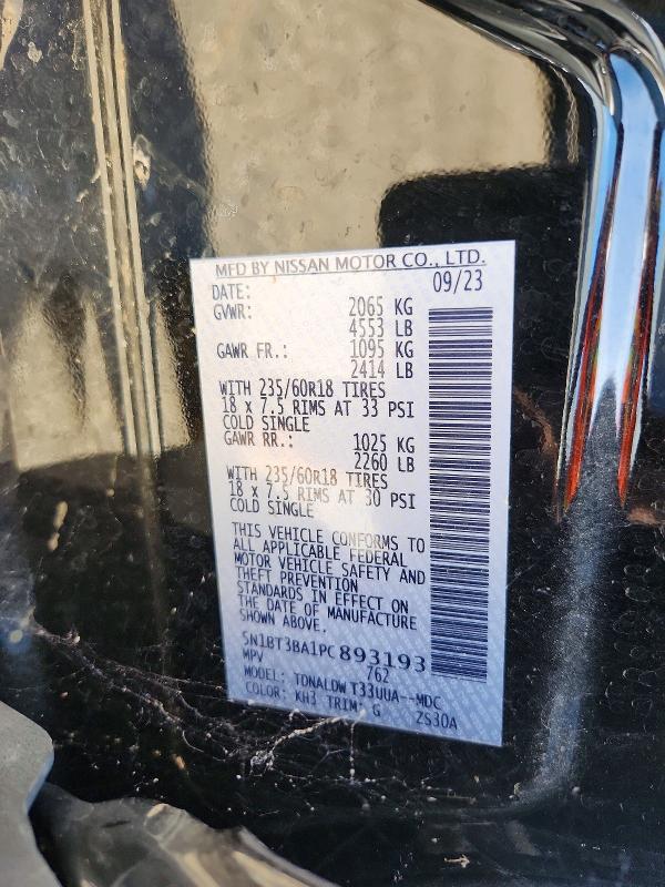 60705156 :رقم المزاد ، 5N1BT3BA1PC893193 vin ، 2023 Nissan Rogue مزاد بيع
