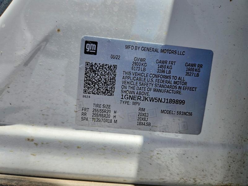 Aukcja sprzedaży 2022 Chevrolet Traverse, vin: 1GNERJKW5NJ189899, numer aukcji: 57384986