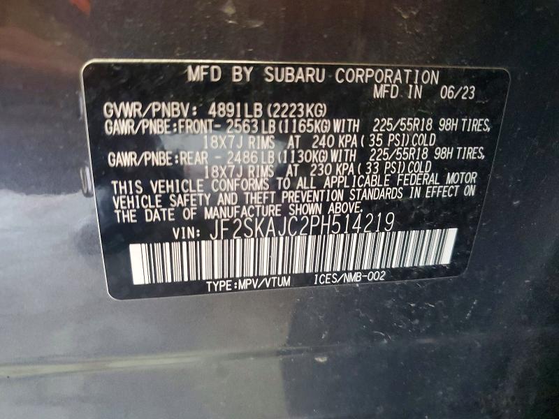 Aukcja sprzedaży 2023 Subaru Forester, vin: JF2SKAJC2PH514219, numer aukcji: 58742976