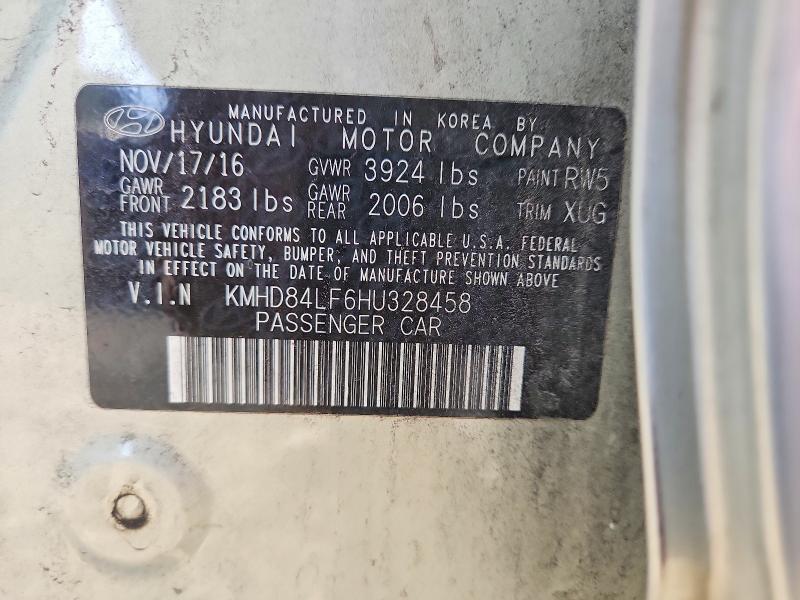 Aukcja sprzedaży 2017 Hyundai Elantra, vin: KMHD84LF6HU328458, numer aukcji: 54924936