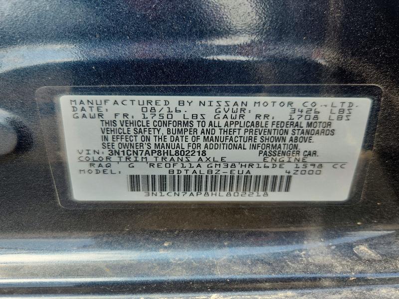 Aukcja sprzedaży 2017 Nissan Versa, vin: 3N1CN7AP8HL802218, numer aukcji: 58216736