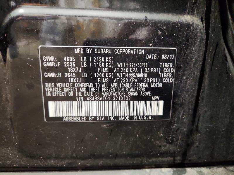 55416186 :رقم المزاد ، 4S4BSATC1J3210133 vin ، 2018 Subaru Outback مزاد بيع