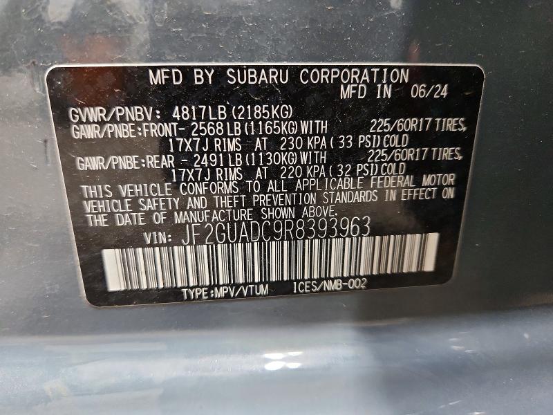 Продажа на аукционе авто 2024 Subaru Crosstrek, vin: JF2GUADC9R8393963, номер лота: 55966446