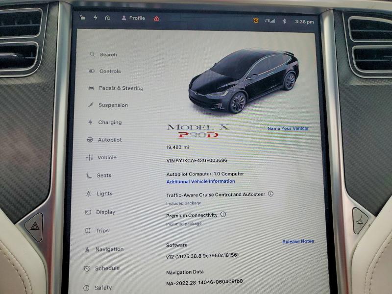 2016 Tesla Model X მანქანა იყიდება აუქციონზე, vin: 5YJXCAE43GF003686, აუქციონის ნომერი: 55729476