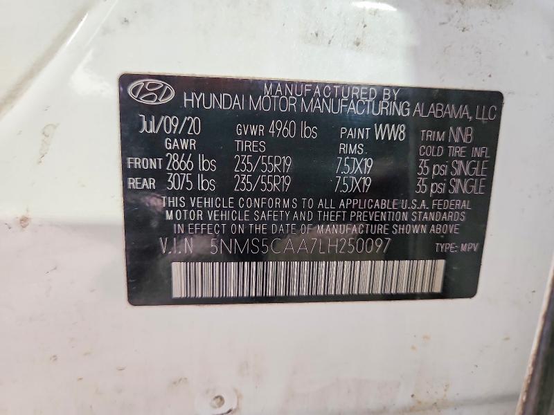 Продаж на аукціоні авто 2020 Hyundai Santa Fe, vin: 5NMS5CAA7LH250097, номер лоту: 57166606
