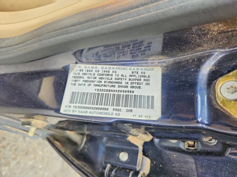 58323086 :رقم المزاد ، YS3DD58NXX2050950 vin ، 1999 Saab 9-3 مزاد بيع