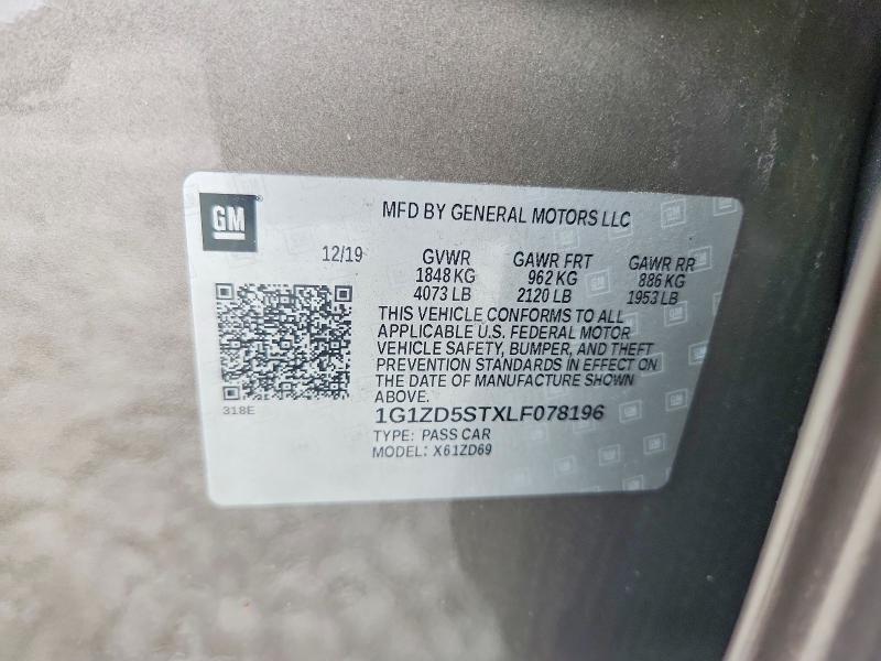 56489596 :رقم المزاد ، 1G1ZD5STXLF078196 vin ، 2020 Chevrolet Malibu مزاد بيع