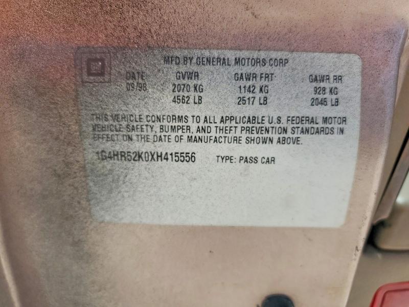 Продажа на аукционе авто 1999 Buick Lesabre, vin: 1G4HR52K0XH415556, номер лота: 58984336