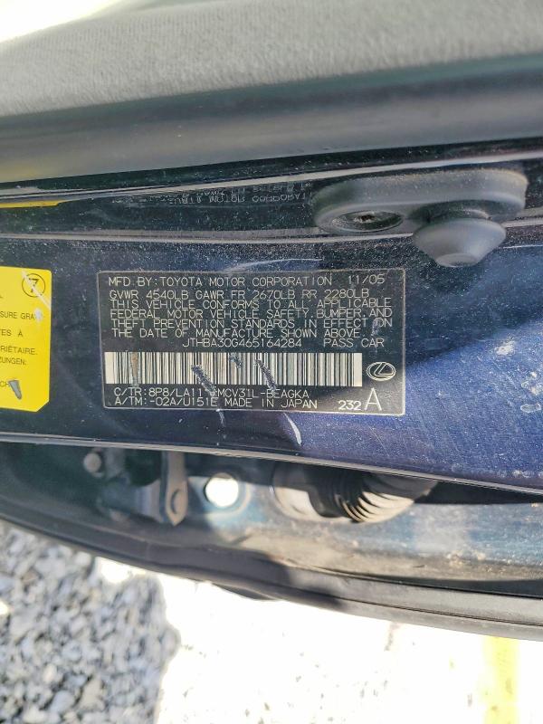 Aukcja sprzedaży 2006 Lexus Es, vin: JTHBA30G465164284, numer aukcji: 57387116