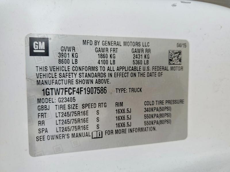 2015 Gmc Savana მანქანა იყიდება აუქციონზე, vin: 1GTW7FCF4F1907586, აუქციონის ნომერი: 57065876