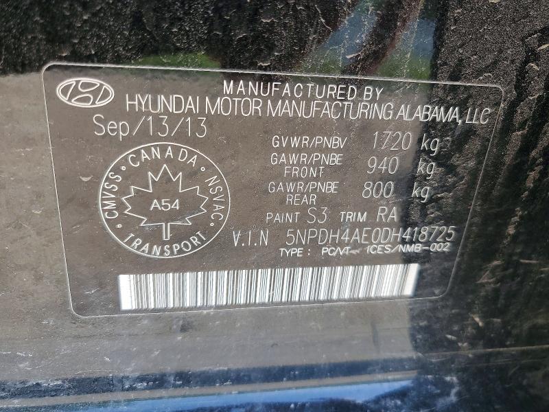 Продаж на аукціоні авто 2013 Hyundai Elantra, vin: 5NPDH4AE0DH418725, номер лоту: 55109276