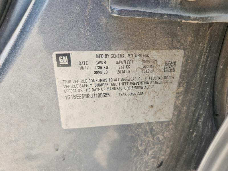 2018 Chevrolet Cruze მანქანა იყიდება აუქციონზე, vin: 1G1BE5SM8J7135655, აუქციონის ნომერი: 54613096