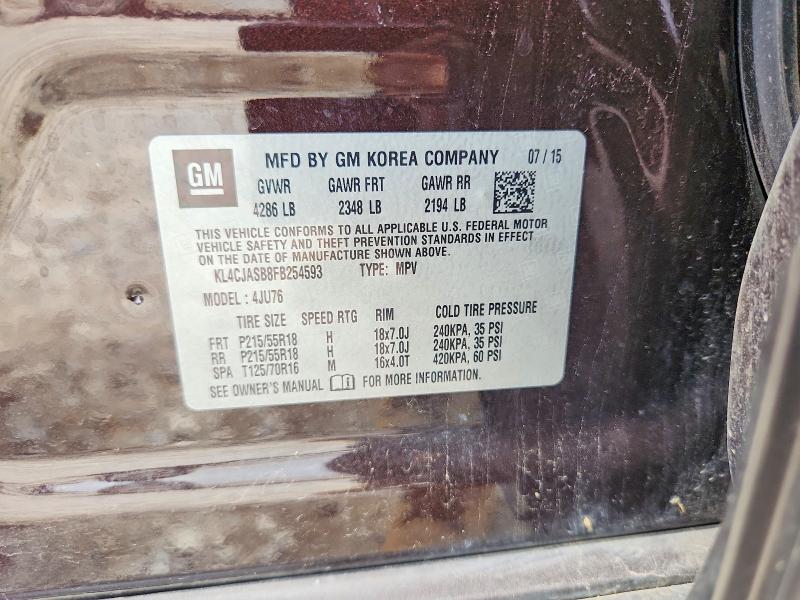 Продажа на аукционе авто 2015 Buick Encore, vin: KL4CJASB8FB254593, номер лота: 55519676