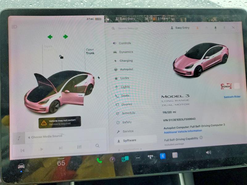 2020 Tesla Model 3 მანქანა იყიდება აუქციონზე, vin: 5YJ3E1EB3LF599643, აუქციონის ნომერი: 55642336