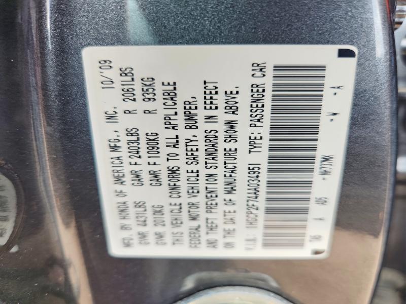 57688676 :رقم المزاد ، 1HGCP2F74AA034951 vin ، 2010 Honda Accord مزاد بيع