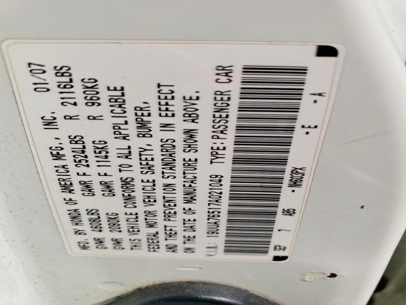 Продажа на аукционе авто 2007 Acura Tl, vin: 19UUA76517A021049, номер лота: 56222316