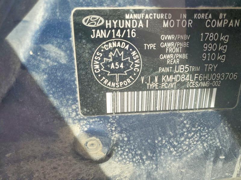 2017 Hyundai Elantra მანქანა იყიდება აუქციონზე, vin: KMHD84LF6HU093706, აუქციონის ნომერი: 56227886