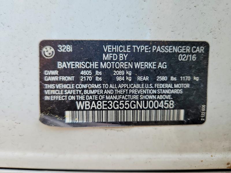 Aukcja sprzedaży 2016 Bmw 328, vin: WBA8E3G55GNU00458, numer aukcji: 56744656