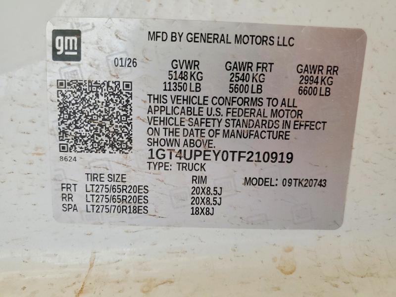 Продажа на аукционе авто 2026 Gmc Sierra, vin: 1GT4UPEY0TF210919, номер лота: 57000786