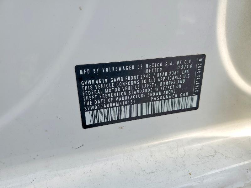 Aukcja sprzedaży 2017 Volkswagen Golf Sportwagen, vin: 3VW017AU8HM510156, numer aukcji: 57754536