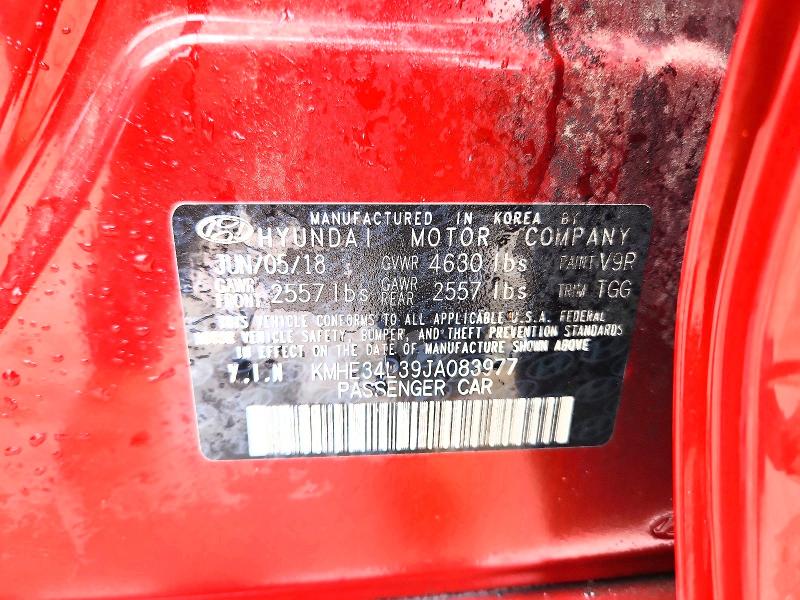 57845466 :رقم المزاد ، KMHE34L39JA083977 vin ، 2018 Hyundai Sonata Hybrid مزاد بيع
