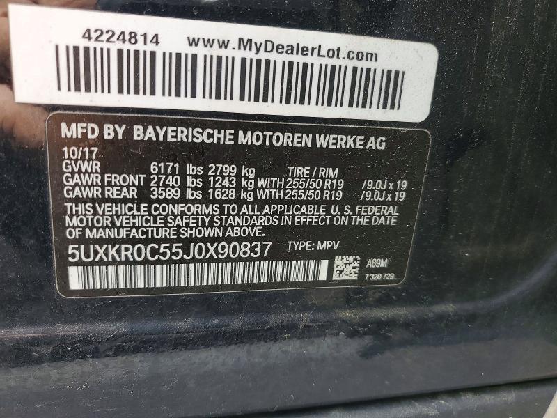 55914986 :رقم المزاد ، 5UXKR0C55J0X90837 vin ، 2018 Bmw X5 مزاد بيع