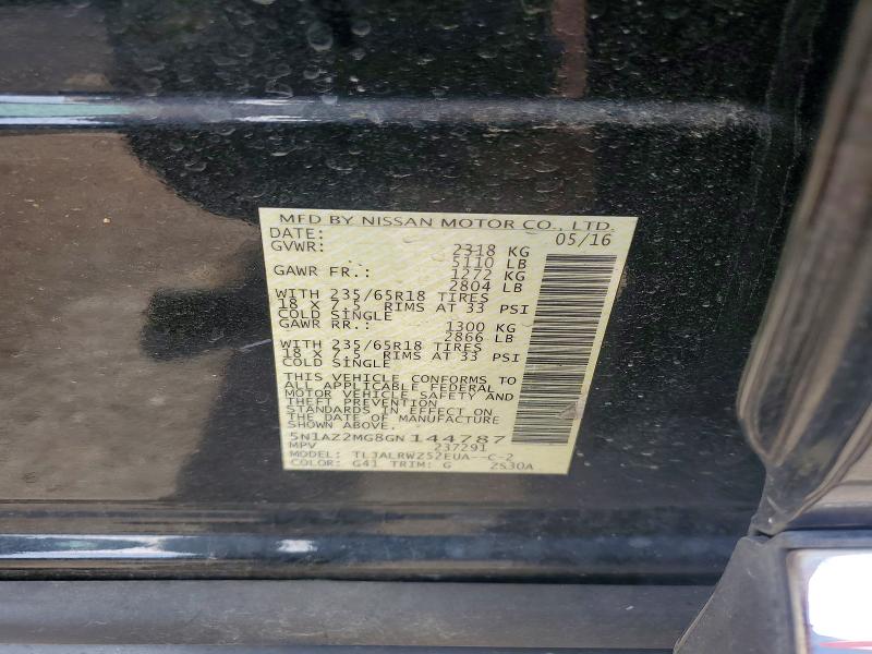 Продаж на аукціоні авто 2016 Nissan Murano, vin: 5N1AZ2MG8GN144787, номер лоту: 57853306