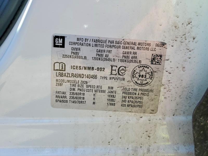 2022 Buick Envision მანქანა იყიდება აუქციონზე, vin: LRBAZLR49ND140466, აუქციონის ნომერი: 58418006